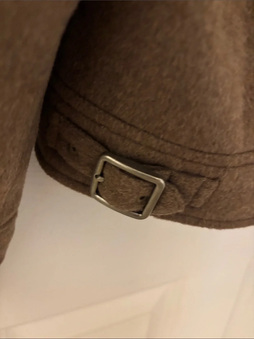 Coach: Women’s Bomber Brown Wool-Blend Zip Jacket w/pockets buckles on back